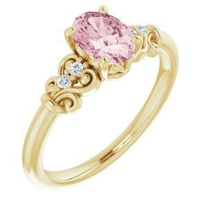 14K Yellow Morganite & .04 CTW Diamond Ring  - 71913:60007:P