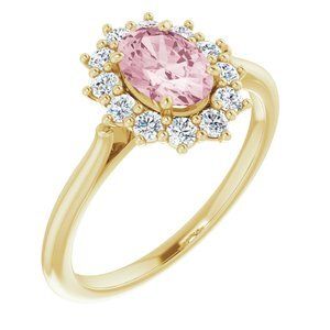 14K Yellow Morganite & 1/3 CTW Diamond Ring - 71606:70002:P