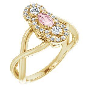 14K Yellow Morganite & 1/4 CTW Diamond Ring   - 71947:60006:P
