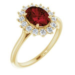 14K Yellow Mozambique Garnet & 3/8 CTW Diamond Ring - 71606:70006:P