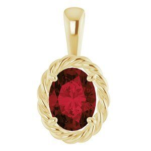 14K Yellow Mozambique Garnet Rope Pendant   - 86393:60003:P