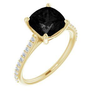 14K Yellow Onyx & 1/6 CTW Diamond Ring - 71609:70002:P