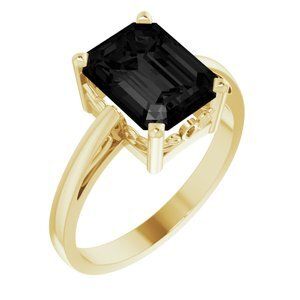 14K Yellow Onyx Scroll Setting Ring - 70534:70001:P