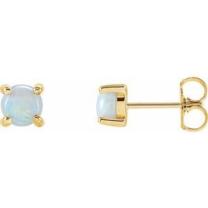14K Yellow Opal Cabochon Earrings  - 1285:103:P