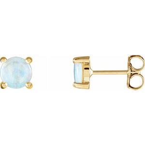 14K Yellow Opal Cabochon Earrings  - 1285:105:P