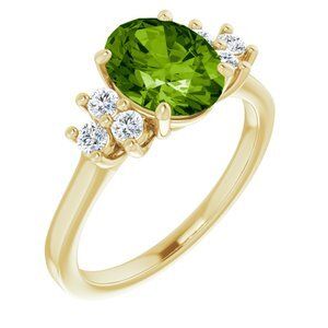 14K Yellow Peridot & 1/4 CTW Diamond Ring  - 71604:70012:P