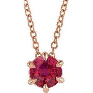 14K Yellow Round 4 mm Ruby Solitaire 16-18" Necklace - 87126:6032:P