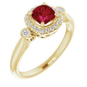 14K Yellow Ruby & 1/6 CTW Diamond Ring - 71889:60000:P