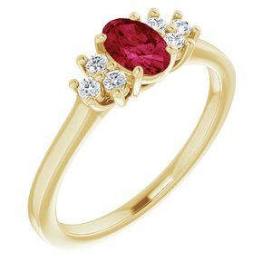 14K Yellow Ruby & 1/8 CTW Diamond Ring - 71604:70010:P
