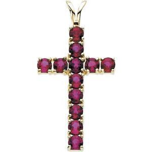 14K Yellow Ruby Cross Pendant - R8041R:163739:P