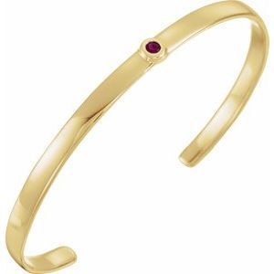 14K Yellow Ruby Cuff 6" Bracelet - BRC764:60016:P