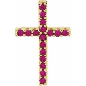 14K Yellow Ruby Petite Cross Pendant   - R42147:60037:P