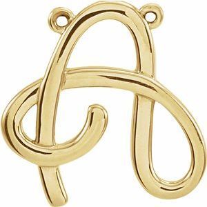 14K Yellow Script Initial A Necklace Center - 84576:121:P