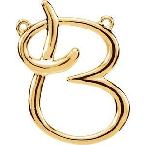 14K Yellow Script Initial B Necklace Center - 84576:113:P