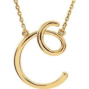 14K Yellow Script Initial C 16" Necklace - 84635:105:P