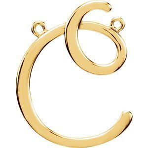 14K Yellow Script Initial C Necklace Center - 84576:105:P