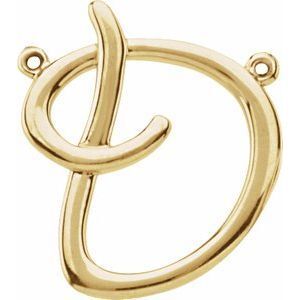 14K Yellow Script Initial D Necklace Center - 84576:102:P
