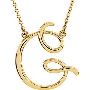 14K Yellow Script Initial G 16" Necklace - 84635:117:P