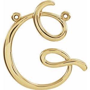 14K Yellow Script Initial G Necklace Center - 84576:117:P