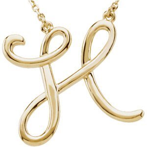 14K Yellow Script Initial H 16" Necklace - 84635:201:P