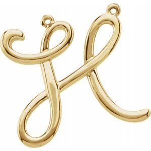 14K Yellow Script Initial H Necklace Center - 84576:201:P