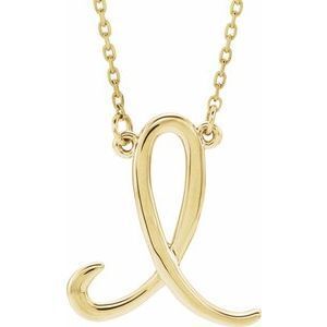 14K Yellow Script Initial I 16" Necklace - 84635:274:P