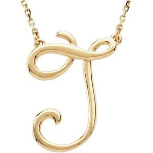 14K Yellow Script Initial J 16" Necklace - 84635:205:P