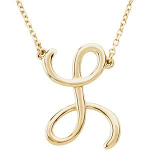 14K Yellow Script Initial L 16" Necklace - 84635:236:P