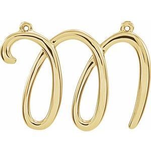 14K Yellow Script Initial M Necklace Center - 84576:125:P