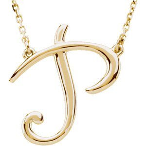 14K Yellow Script Initial P 16" Necklace - 84635:232:P