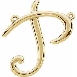 14K Yellow Script Initial P Necklace Center - 84576:232:P