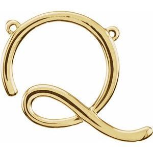 14K Yellow Script Initial Q Necklace Center - 84576:224:P