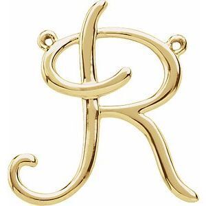 14K Yellow Script Initial R Necklace Center - 84576:220:P