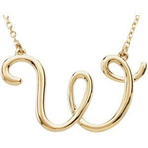 14K Yellow Script Initial W 16" Necklace - 84635:244:P