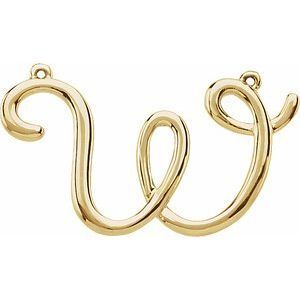 14K Yellow Script Initial W Necklace Center - 84576:244:P