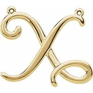 14K Yellow Script Initial X Necklace Center - 84576:262:P