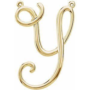 14K Yellow Script Initial Y Necklace Center - 84576:266:P