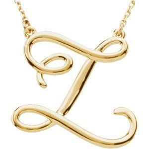 14K Yellow Script Initial Z 16" Necklace - 84635:270:P