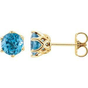 14K Yellow Swiss Blue Topaz Earrings - 28808:70001:P