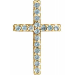 14K Yellow Swiss Blue Topaz Petite Cross Pendant  - R42147:60057:P