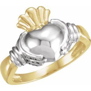 14K Yellow/White Claddagh Ring Size 7 - 50296:272085:P