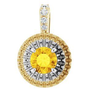 14K Yellow & White Sapphire & 1/4 CTW Diamond Pendant   - 86826:6004:P
