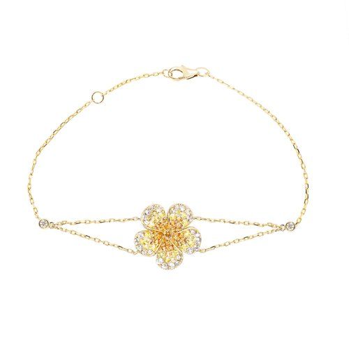 14K YG Ombre Plumeria Bracelet, Hawaiian Inspired  Bracelet, FPB-35702/YS