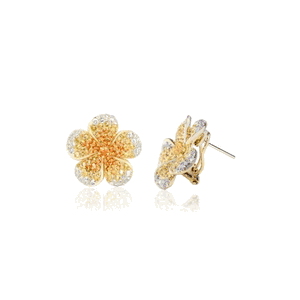 14K YG Ombre Plumeria Latchback Earring, Hawaiian Inspired  Earring, FPE-35699/YS