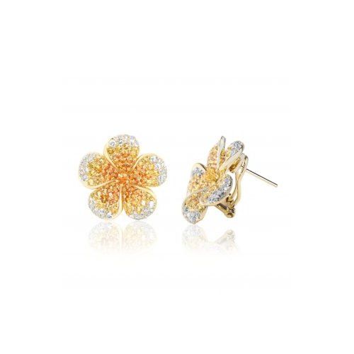 14K YG Ombre Plumeria Latchback Earring, Hawaiian Inspired  Earring, FPE-35699/YS