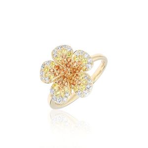 14K YG Ombre Plumeria Ring, Hawaiian Inspired Ring, FPR-35697/ YS