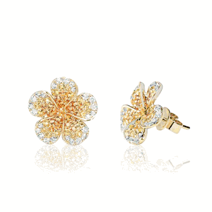 14K YG Ombre Plumeria Stud Earring 15mm, Hawaiian Inspired  Earring, FPE-35698/YS