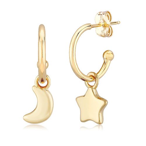 14kg 1.5x12m W-8mm Flat Moon & Star Drop Earrings - 03-606-M&S