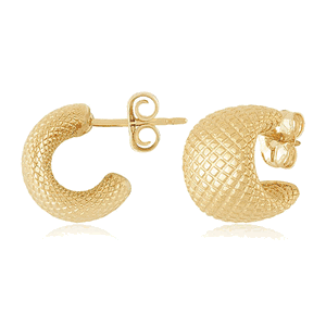 14kg 11mm Faceted Band Hoop Earrings - 21-3393-T