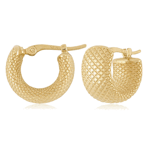 14kg 13mm Faceted Band Hoop Earrings - 21-4238-T